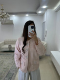 کت زنانه صورتی لای کشی شده فری سایز