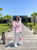 کت زنانه لینن صورتی فری سایز