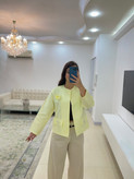 کت زنانه لینن لیمویی کره ای فری سایز