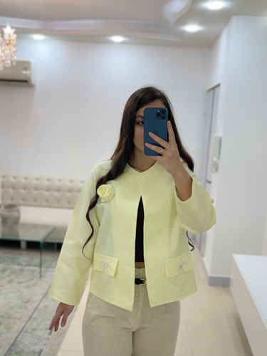 کت زنانه لینن لیمویی کره ای فری سایز