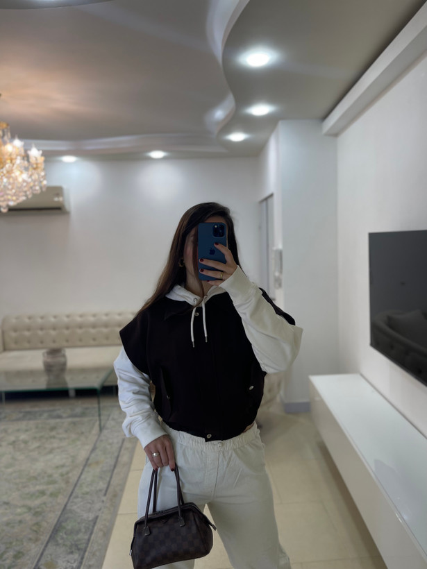 وست زنانه کرپ قهوه ای پاییزه فری سایز