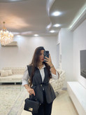 وست زنانه طرح جناغی طوسی فری سایز