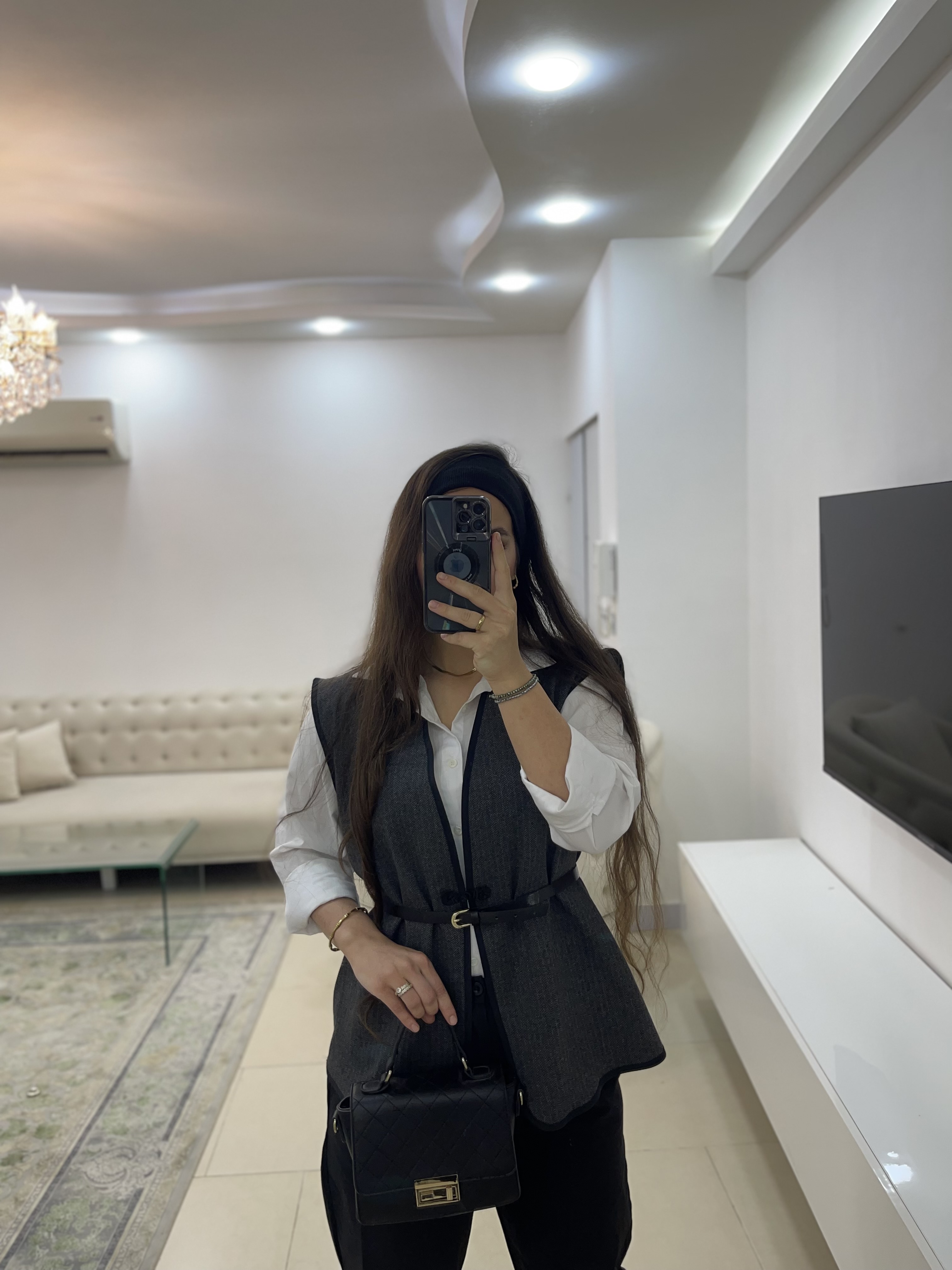 وست زنانه طرح جناغی طوسی فری سایز